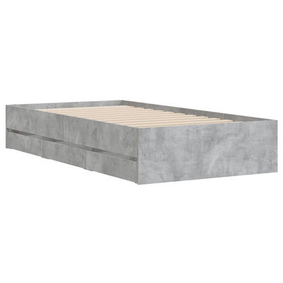 Sängynrunko laatikoilla betoninharmaa 100x200 cm tekninen puu