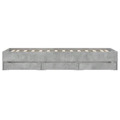 Sängynrunko laatikoilla betoninharmaa 100x200 cm tekninen puu