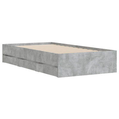 Sängynrunko laatikoilla betoninharmaa 90x200 cm tekninen puu
