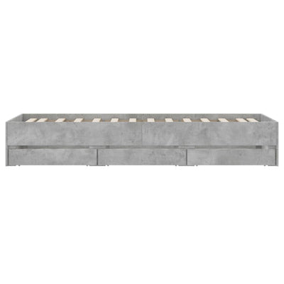 Sängynrunko laatikoilla betoninharmaa 90x200 cm tekninen puu