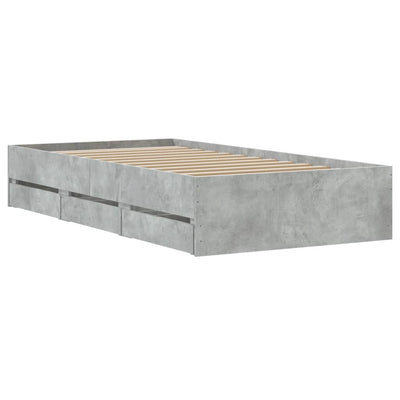 Sängynrunko laatikoilla betoninharmaa 90x200 cm tekninen puu