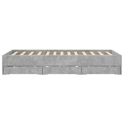 Sängynrunko laatikoilla betoninharmaa 140x190 cm tekninen puu