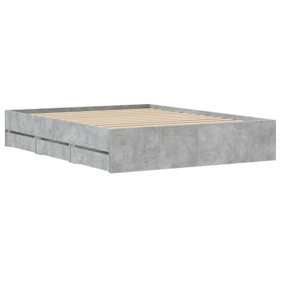 Sängynrunko laatikoilla betoninharmaa 140x190 cm tekninen puu