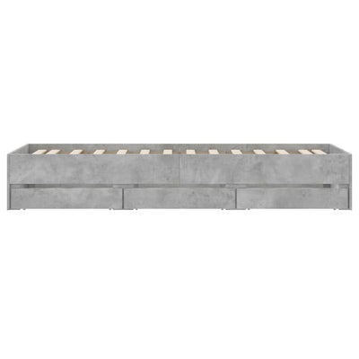 Sängynrunko laatikoilla betoninharmaa 90x190 cm tekninen puu