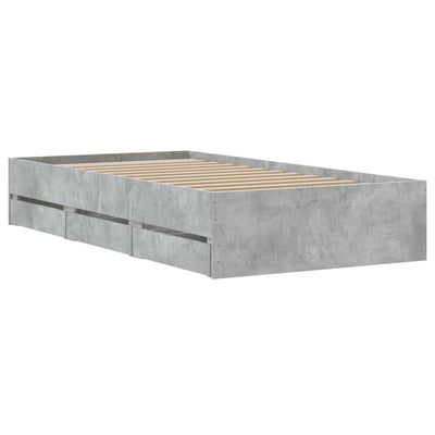 Sängynrunko laatikoilla betoninharmaa 75x190 cm tekninen puu