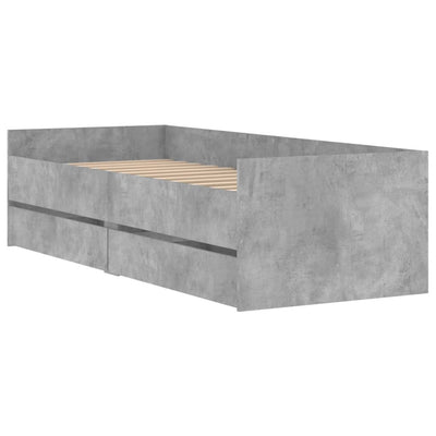 Sängynrunko laatikoilla betoninharmaa 100x200 cm