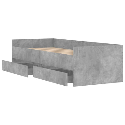 Sängynrunko laatikoilla betoninharmaa 100x200 cm