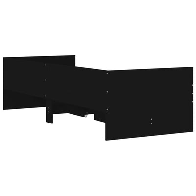 Sängynrunko laatikoilla musta 90x200 cm