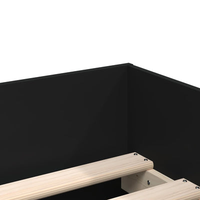 Sängynrunko laatikoilla musta 90x200 cm