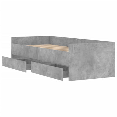 Sängynrunko laatikoilla betoninharmaa 90x200 cm