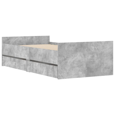 Sängynrunko laatikoilla betoninharmaa 100x200 cm
