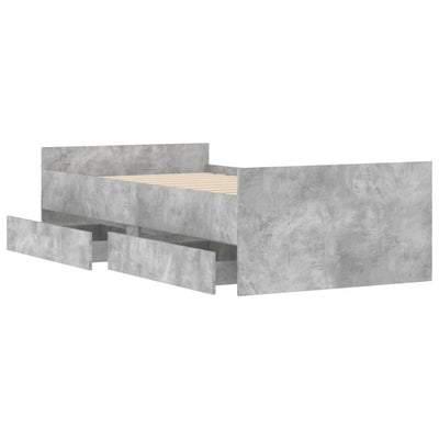 Sängynrunko laatikoilla betoninharmaa 100x200 cm