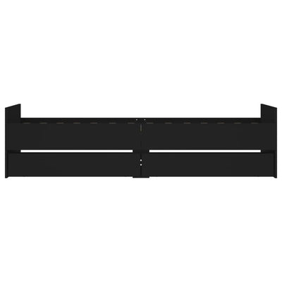 Musta sängynrunko laatikoilla Geczi 75x190cm (small single)