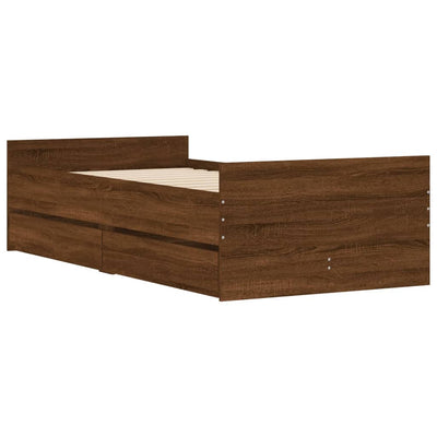 Sängynrunko laatikoilla ruskea tammi 75x190 cm Small Single