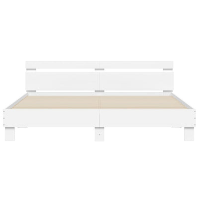 Sängynrunko päädyllä valkoinen 200x200 cm tekninen puu
