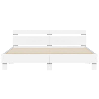 Sängynrunko päädyllä valkoinen 160x200 cm tekninen puu