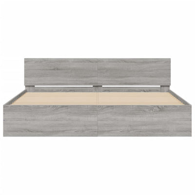 Sängynrunko päädyllä harmaa Sonoma 200x200 cm