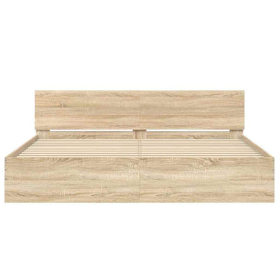 Sonoma-tammi sängynrunko päädyllä Dariu 180x200cm