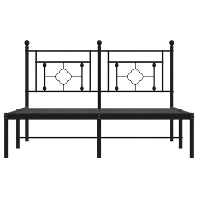 Musta metallinen sängynrunko päädyllä Hartia 135x190cm