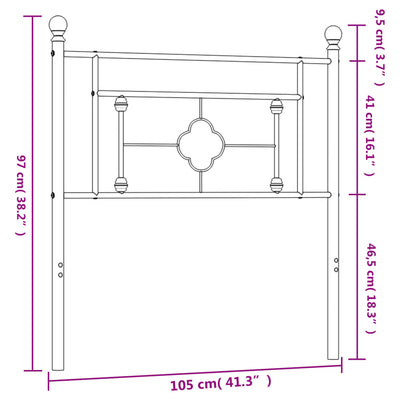 Metallinen sängynpääty musta 100 cm
