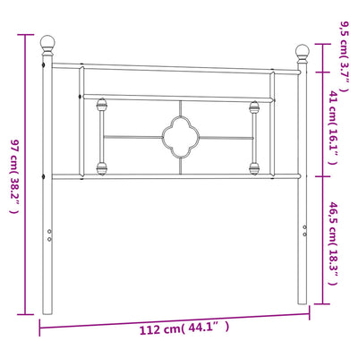 Metallinen sängynpääty musta 107 cm