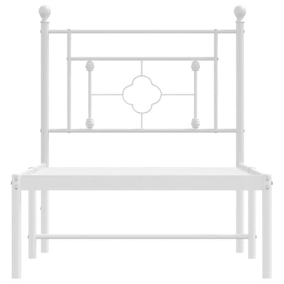 Valkoinen metallinen sängynrunko päädyllä Hartia 80x200cm