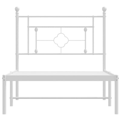 Valkoinen metallinen sängynrunko päädyllä Hartia 90x200cm