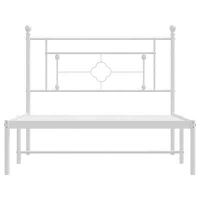 Valkoinen metallinen sängynrunko päädyllä Hartia 107x203cm