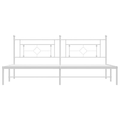 Valkoinen metallinen sängynrunko päädyllä Hartia 193x203cm
