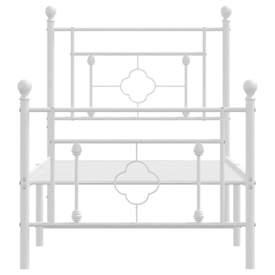 Valkoinen metallinen sängynrunko päädyillä Hartia 75x190cm