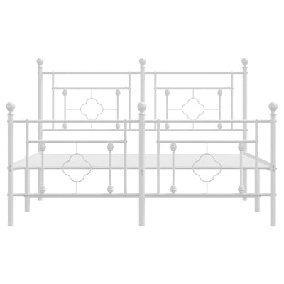 Valkoinen metallinen sängynrunko päädyillä Hartia 135x190cm
