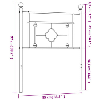 Valkoinen metallinen sängynpääty Vinu 80cm