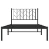 Musta metallinen sängynrunko päädyllä Tchervincky 100x190cm