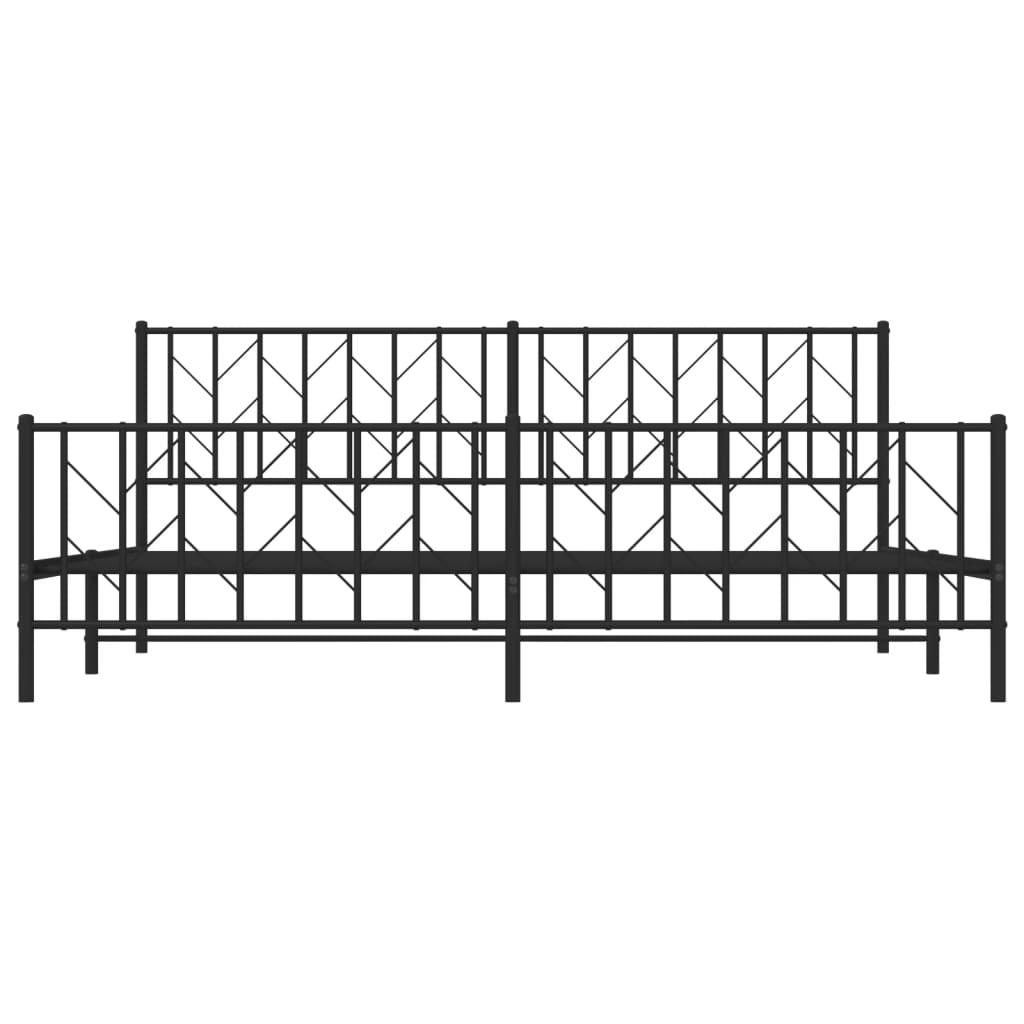 Metallinen sängynrunko päädyillä musta 200x200 cm