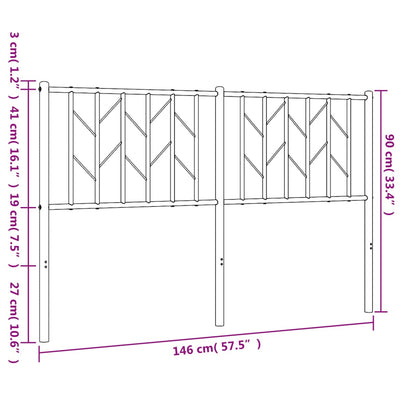 Metallinen sängynpääty musta 140 cm