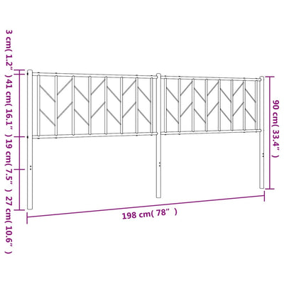 Metallinen sängynpääty musta 193 cm