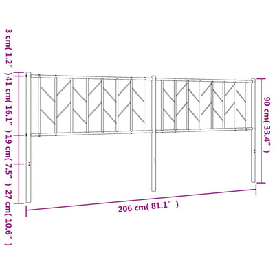 Metallinen sängynpääty musta 200 cm