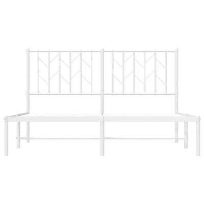 Valkoinen metallinen sängynrunko päädyllä Tchervincky 140x190cm