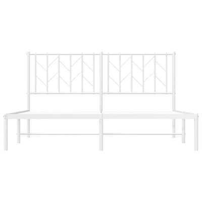 Valkoinen metallinen sängynrunko päädyllä Tchervincky 150x200cm