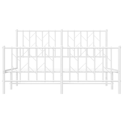 Valkoinen metallinen sängynrunko päädyillä Tchervincky 135x190cm