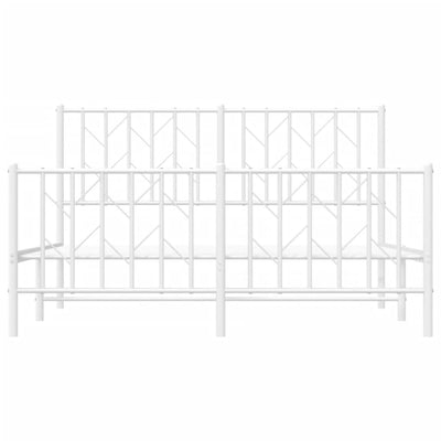 Valkoinen metallinen sängynrunko päädyillä Tchervincky 140x190cm