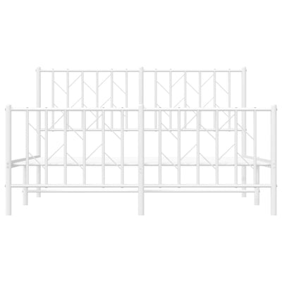 Valkoinen metallinen sängynrunko päädyillä Tchervincky 140x200cm