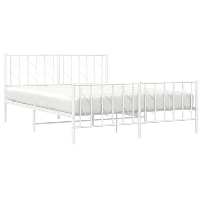 Valkoinen metallinen sängynrunko päädyillä Tchervincky 150x200cm