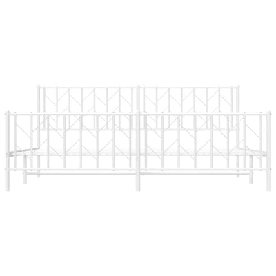 Valkoinen metallinen sängynrunko päädyillä Tchervincky 193x203cm