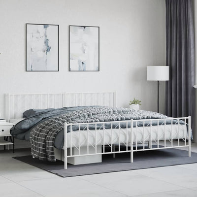 Valkoinen metallinen sängynrunko päädyillä Tchervincky 200x200cm