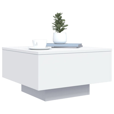 Sohvapöytä LED-valoilla valkoinen 55x55x31 cm