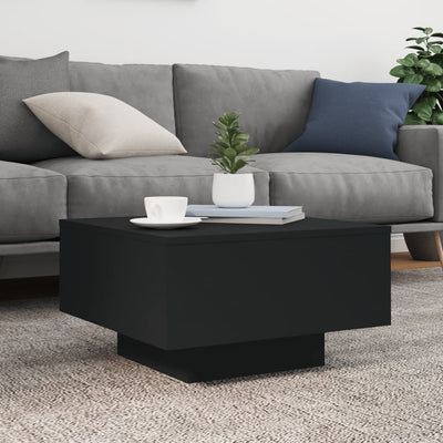 Sohvapöytä LED-valoilla musta 55x55x31 cm