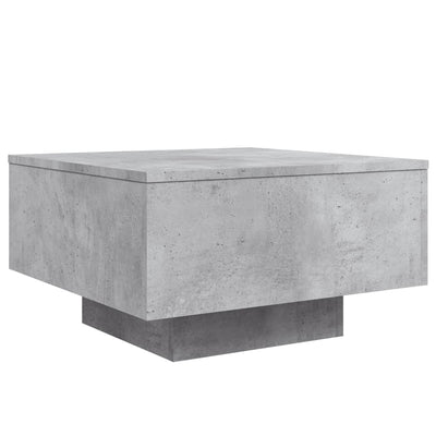 Sohvapöytä LED-valoilla betoninharmaa 55x55x31 cm