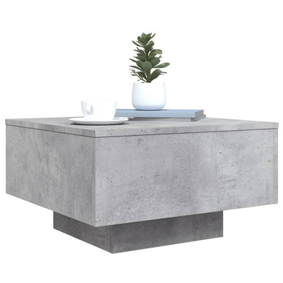 Sohvapöytä LED-valoilla betoninharmaa 55x55x31 cm