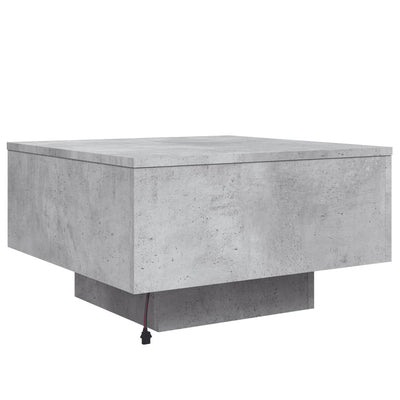 Sohvapöytä LED-valoilla betoninharmaa 55x55x31 cm